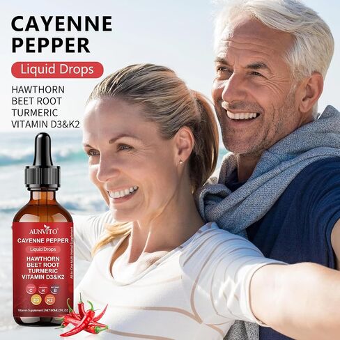 Cayenne Pepper Drops 2000mg | with Hawthorn & Beet Root for Blood Flow Support | Natural Cardiovascular Supplement | Alcohol-Free & Vegan Liquid Drops (1PCS) in Saudi Arabia