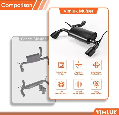 409 Stainless Steel Rear Exhaust Muffler Compatible for 2006-2011 Honda Civic 1.8L and 2006-2011 Honda Civic Hybrid Sedan 1.3L-Including Gasket and Bolt kit Part Number:18307-SNA-A01(VK-HC01) in Saudi Arabia