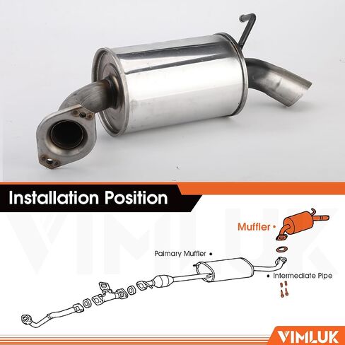 409 Stainless Steel Rear Exhaust Muffler Compatible for 2006-2011 Honda Civic 1.8L and 2006-2011 Honda Civic Hybrid Sedan 1.3L-Including Gasket and Bolt kit Part Number:18307-SNA-A01(VK-HC01) in Saudi Arabia