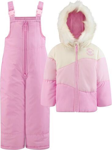 TODDLER GIRLS ZIP-FRONT COLOR BLOCK JACKET AND OVERALL SNOW PANT in Kuwait
