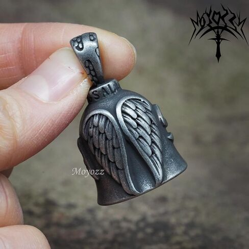 Angel Wing Knight Bell Letters USA Motorcycle Bike Riding Guardian Bell - Never Ride Faster Than Your Angel Can Fly (Black) in Saudi Arabia