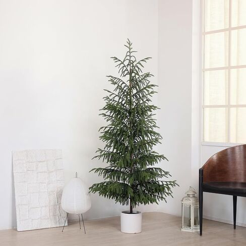 FOTEEWL 5FT Real Touch Norfolk Pine Topiary Trees for Front Porch Decor - Artificial Shrubs Faux Plants Fake Potted for Outdoor Indoor Door Offices Farmhouse Home Decor in Saudi Arabia