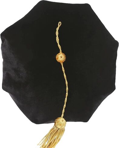 MyGradDay Doctoral Graduation Tam 8 Sides Doctorate Cap PhD Blue/Black Velvet with Gold Bullion Tassel in Kuwait