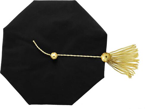 MyGradDay Doctoral Graduation Tam 8 Sides Doctorate Cap PhD Blue/Black Velvet with Gold Bullion Tassel in Kuwait