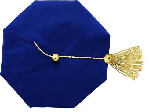 MyGradDay Doctoral Graduation Tam 8 Sides Doctorate Cap PhD Blue/Black Velvet with Gold Bullion Tassel in Kuwait