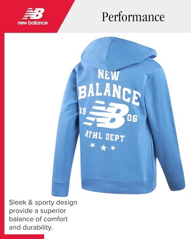 New Balance Boys' Athletic Hoodies - Performance Fleece Pullover Hoodie Sweatshirt with Stylish Back Graphic Print (8-20) in Saudi Arabia