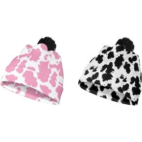 2 Packs Kids Winter Beanie Warm Soft Pompom Knit Hat for Girl Boy