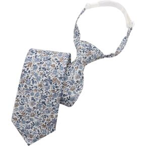 Boys Ties, Kids Floral Tie, Pre-Tied Clip on Neckties, Solid Color Cotton Ties for Kids