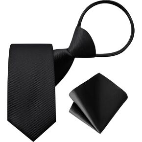 A & J Design Boys stipper zipper polyester tie & Pocket Square Square لمدة 4-14 سنوات