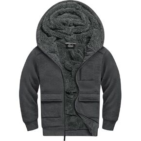 Fleece Hoodie for Boys Fleece Jacket Zip Up Sherpa Lined Teenager Hooded Sweatshirts with Pocket