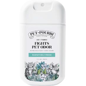 Pet-Pouri Pet Odor Air + Fabric Odor Freshener Spray, Pawsitively Fresh, 1 Fl Oz Pocket Travel Size - Jasmine, Fresh Air and Pear