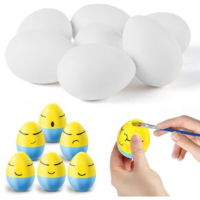 Xutengy 12pcs Easter Crafts Diy Paintable Pashs مع مجموعة رسومات الشعار المبتكرة ، مجموعة صبغة البيض الأبيض لزخارف سلة عيد الفصح الهدية (أصفر)