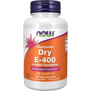 NOW Foods Supplements, Vitamin E-400 IU D-Alpha Tocopheryl, Dry, Antioxidant Protection*, 100 Veg Capsules