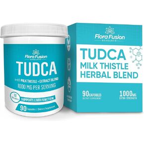 Flora Fusion Dr. Miller's Tudca مع مستخلص Thistle Milk ، 1000 ملغ لكل وجبة ، مكمل تطهير الكبد والمرارة ، يدعم وظيفة الكبد ، 90 كبسولة (العرض 45 يومًا)