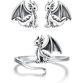 925 sterling Silver Dragon Errings and Ring