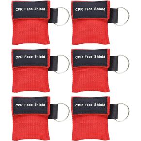 AOUTACC 5PCS CPR Mask and PVC Disposable Gloves for Pocket or Key Chain, CPR Emergency Face Shield with One-Way Valve Breathing Barrier for First Aid or AED Training in Kuwait