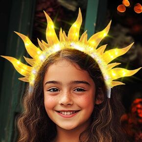 Dresbe Light Up Sun Sunchbleds LED Fire Halo Halo Bapme Flame Glow Party Rave Hair Association for Girls