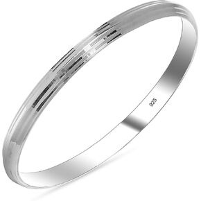 LeCalla 925 Sterling Silver Punjabi Sardar Kada for Men | 2.5MM Thick Textured Sikh Kada | Men's Cuff Bangle Bracelet