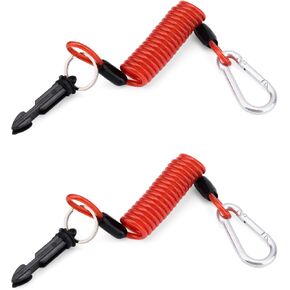 2pcs Trailer Brake Away Cable, 4ft High Rebound Spring Towing Coiled Wire Trailer Emergency Safety Breakaway Cable for RV Emergency Camper Accessories