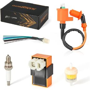 Ignition Coil Kit with 6 Pin AC GY6 CDI Box,plug connector for 150cc 125cc 50cc 4-stroke Engines Scooter ATV Go Kart Moped Quad Go Kart Pit Dirt Racing Bike High Performance dirt bike accessories