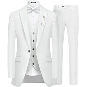MAGE MALE Men's Suits Slim Fit Formal Tuxedo Wedding Prom Suit Party Dinner Blazer Vest Pants, High-Low Hem