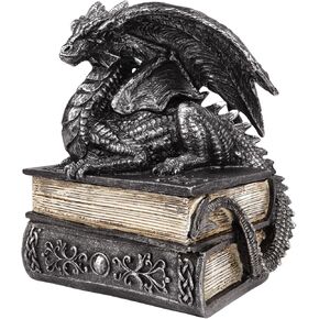 Needzo Dragon Figurine Trinket Box, Fantasy Themed Decor, 6 x 7 x 4 Inches