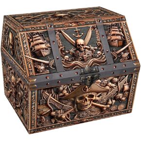 صندوق الكنز Petcee Pirate Skull - 9x9.3x8 صندوق الكنز القراصنة الكبير للفصول الدراسية Chirstmas Treasures Box Rowards Toys Thous in Kuwait
