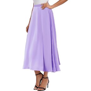 Womens Satin Maxi Skirt Spring Fall Elegant Silk High Waisted Side Split Flowy A Line Casual Formal Long Skirts