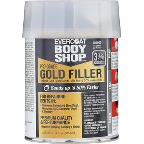 Evercoat Body Shop 105005 Pro-Grade Gold Filler Sands up to 50% Faster, Multipurpose for Dents in Aluminum, Fiberglass & More, Easy Mix Hardener Included 13 Fl Oz.