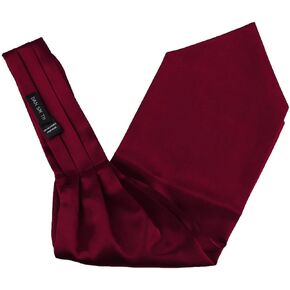 Dan Smith Red Wedding Long-Self Ascot Cravat Tie Silk Blend Long-Self Cravat Tie 53"-Long Big And Tall C.C.AQ.G.001 Burgundy Solid