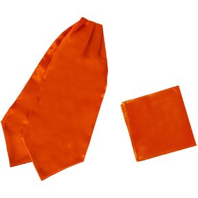 Dan Smith Feel Silk Long-Self Day Ascot For Party 53" Big-Tall Solid Orange Long-Self Cravat Tie Pocket-Square Set Christening Toddler Girls C.C.AQ.H.014 Orange Red