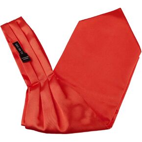 Dan Smith Long-Self Day Ascot For Men Red Long-Self Day Cravat Satin Solid 135-Cm-Long Tall Musical Band Countries C.C.AQ.G.012 Red
