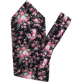 Dan Smith Long-Self Ascot For Party Black Long-Self Cravat Tie Ascot 100% Cotton Paisley 53"-Long Tall-Plus-Size Classic Hipster C.C.AQ.I.010 Black,Pink