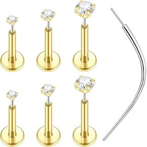 Xpircn 20G 18G 16G Threadless Push in Labret Lip Monroe Ring Nose Medusa Tragus Helix Cartilage Earrings Stud Piercing Jewelry for Women Men