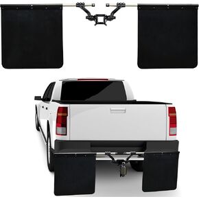 2" Hitch Mounted Mud Flaps 00108 Mud Flaps for Trucks Truck Mud Flaps Heavy Duty Adjustable Height and Width, Fits Most Types of Vehicles, Protects Trailers from Scratches and Dirt