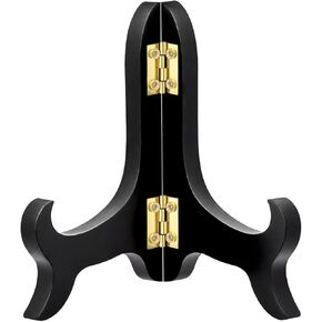 Vin Beauty Wooden Display Plate حامل Easels حامل 4 بوصة صفيحة زخرفية سوداء أطراف الصور حامل الصورة شاشة طي الحلي سطح المكتب وعرض عمل فني حامل صحن حامل