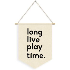 Playroom Decor Long Live Play Time Linen Pennant Banner Decor Wall Hanging Pennant Flag Banner for Toddler Boy Kids Room Nursery Playroom Camper Decor