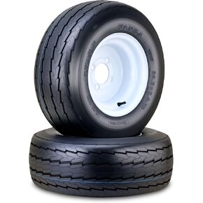 WANDA Trailer Tire Wheel Assembly 20.5x8-10 10-Ply E 95L with 4 Lugs on 4" PCD White Rim,SET 2