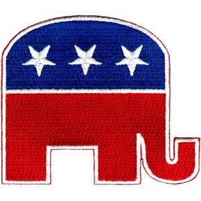 Republican Party Elephant Logo Embroidered Patch GOP Political Iron-On Emblem