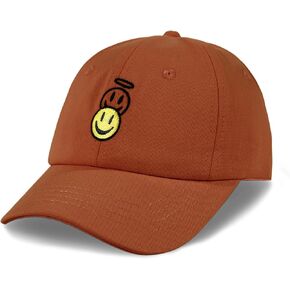 SONMONY Kids Smiley Face Cotton Baseball Cap for Girls Boy Adjustable Cute Embroidered Yellow & Angel Smile Toddler Hats in Kuwait