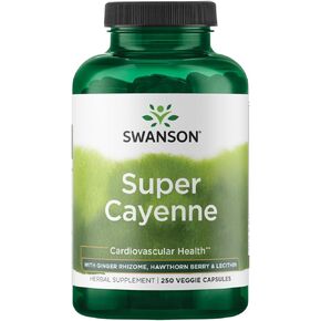 Swanson Super Cayenne - مكملات عشبية تعزز صحة القلب ، الدورة الدموية وتدفق الدم - الصيغة الطبيعية ث/زنجبيل Rhizome ، Hawthorne Berry & LeCithin - (250 Capsules)