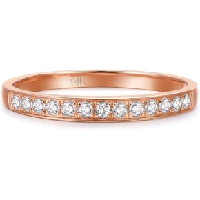 14K Solid Gold Moissanite Wedding Bands, 14K Gold Ring, 2mm Stacking Rings, 14K Gold Eternity Wedding Rings