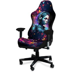 Gaming Chair Covers, 3D Printing Stretchable Soft Non-Slip Easy to Install Gamer Chair Cover with Armrest Cover(No Chair)(A)