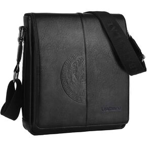 Leathario Crossbody Bag for Men Vegan Leather Small Messenger Shoulder Purse Side Satchel for Work Business Travel Daily