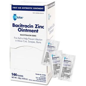 Globe (144 حزم) Pacitracin المضادات الحيوية مرهم 0.9G حزمة. الإسعافات الأولية لمنع وشفاء الالتهابات للتخفيضات البسيطة والخدوش والحروق.