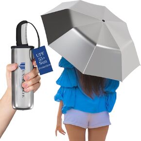 UV -Plocker Compact Sun Sun Protect UV المظلة - مفتوحة/إغلاق ، مظلة شمس مقاومة للرياح مع 55+ UPF ، حماية الأشعة فوق البنفسجية ، 42 بوصة