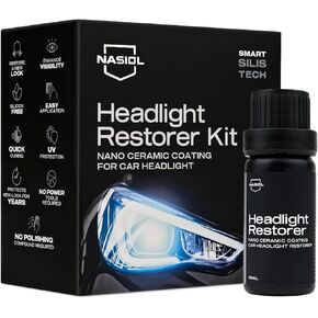 Nasiol Headlight Restorer, Nano Ceramic Restoration and Protection Kit, Easy to Use, Bring Back The Natural Appearance, Ultimate UV Protection, 3+ Years Durability