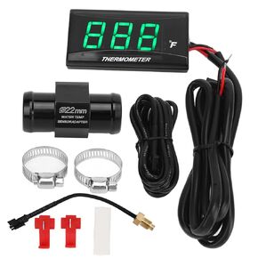Water Temp Gauge, DC 12 V Water Temperature Gauge with LCD Display, Universal Motorcycle Tachometer Temp Gauge Automotive with High Temperature Warning 2.3x1.2x0.5In (Green)