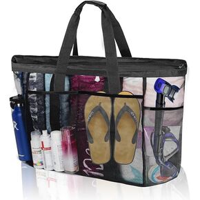 Extra Large Mesh Beach Bag, Tote Bag for Beach with Zipper