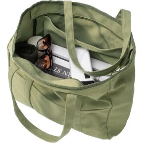 Extra Large Canvas Tote Bag for Women Men, Utility Work Tote with Zipper, Laptop Tote, Teacher Tote